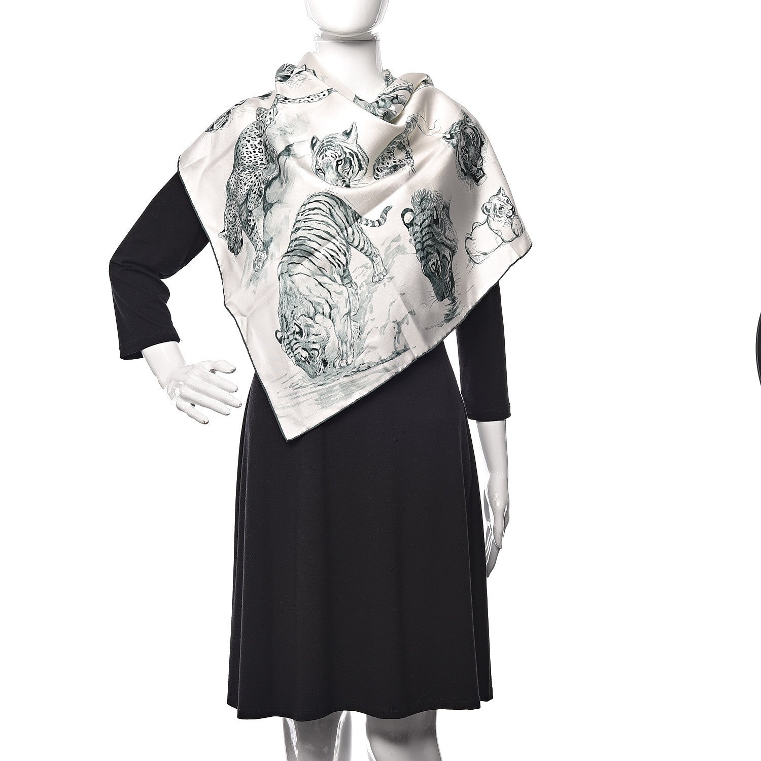 Hermes Silk Dans L' Atelier De Robert Scarf 90 White Vert Amande Vert 3 of 6
