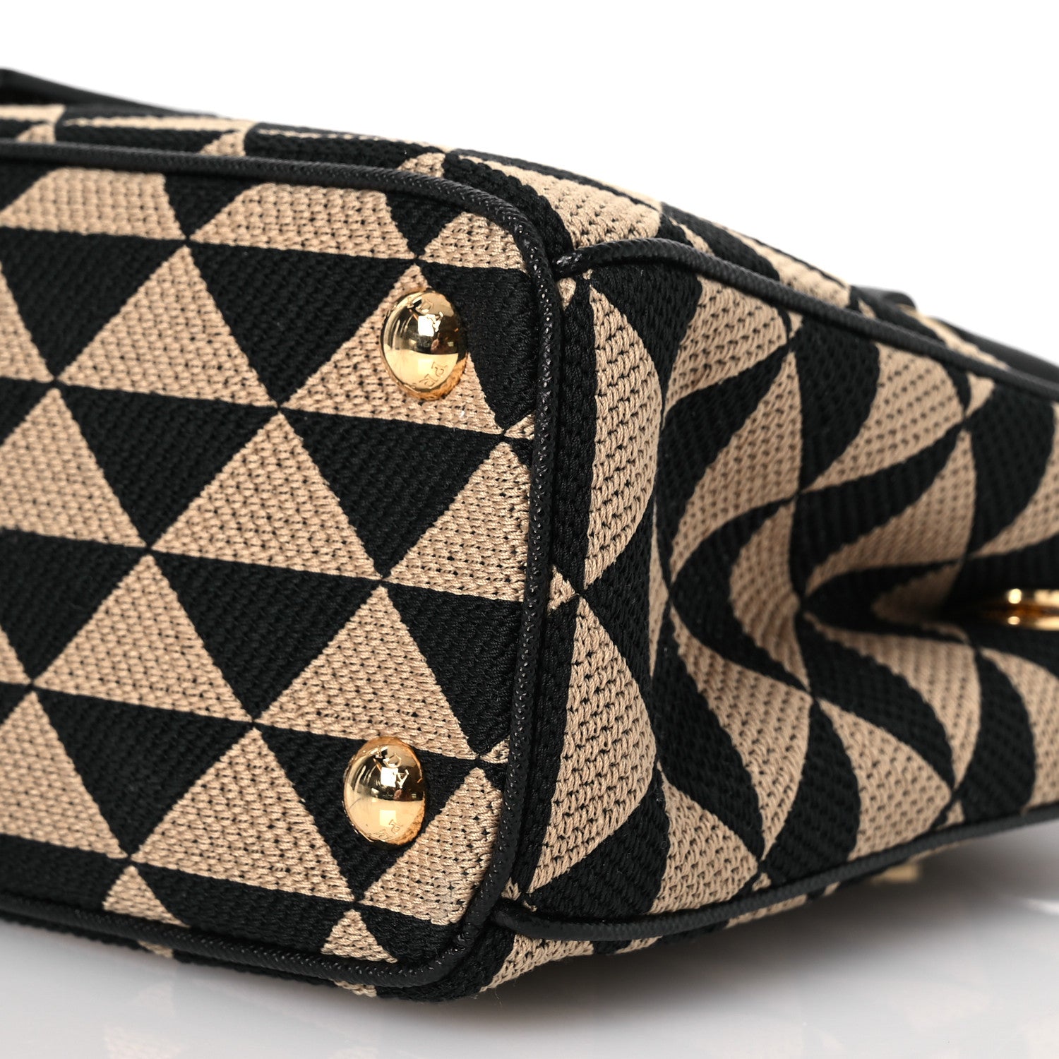 Prada Jacquard Saffiano Triangolo Symbole Embroidered Mini Galleria Double Zip Tote Black Corda 13 of 14