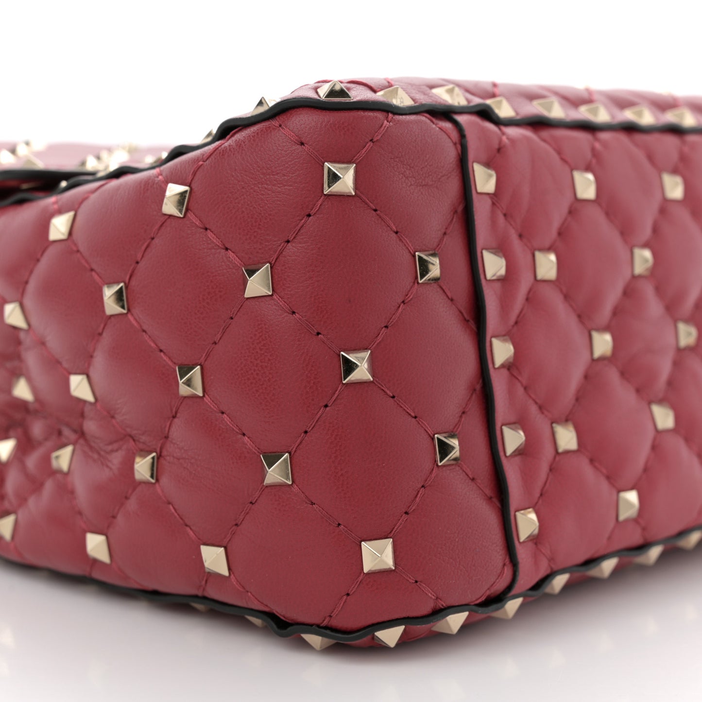 Nappa Large Rockstud Spike Shoulder Bag Rubino