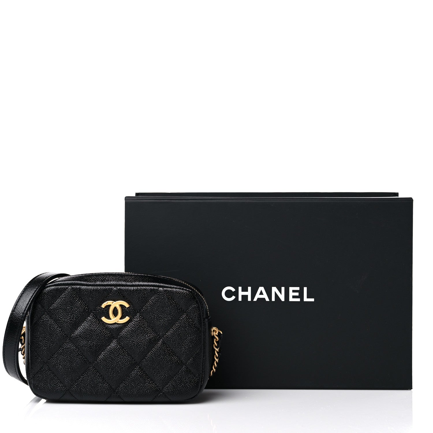 Chanel Shiny Caviar Quilted Chain Melody Camera Bag Black 10 of 10