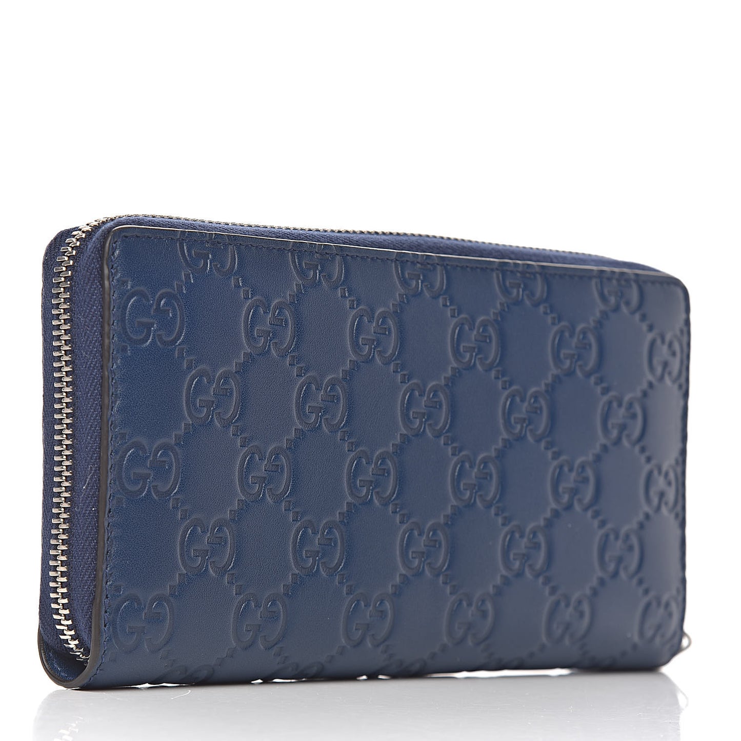 X MLB Guccissima Signature NY Yankees Embroidered Zip Around Wallet Royale Ivory