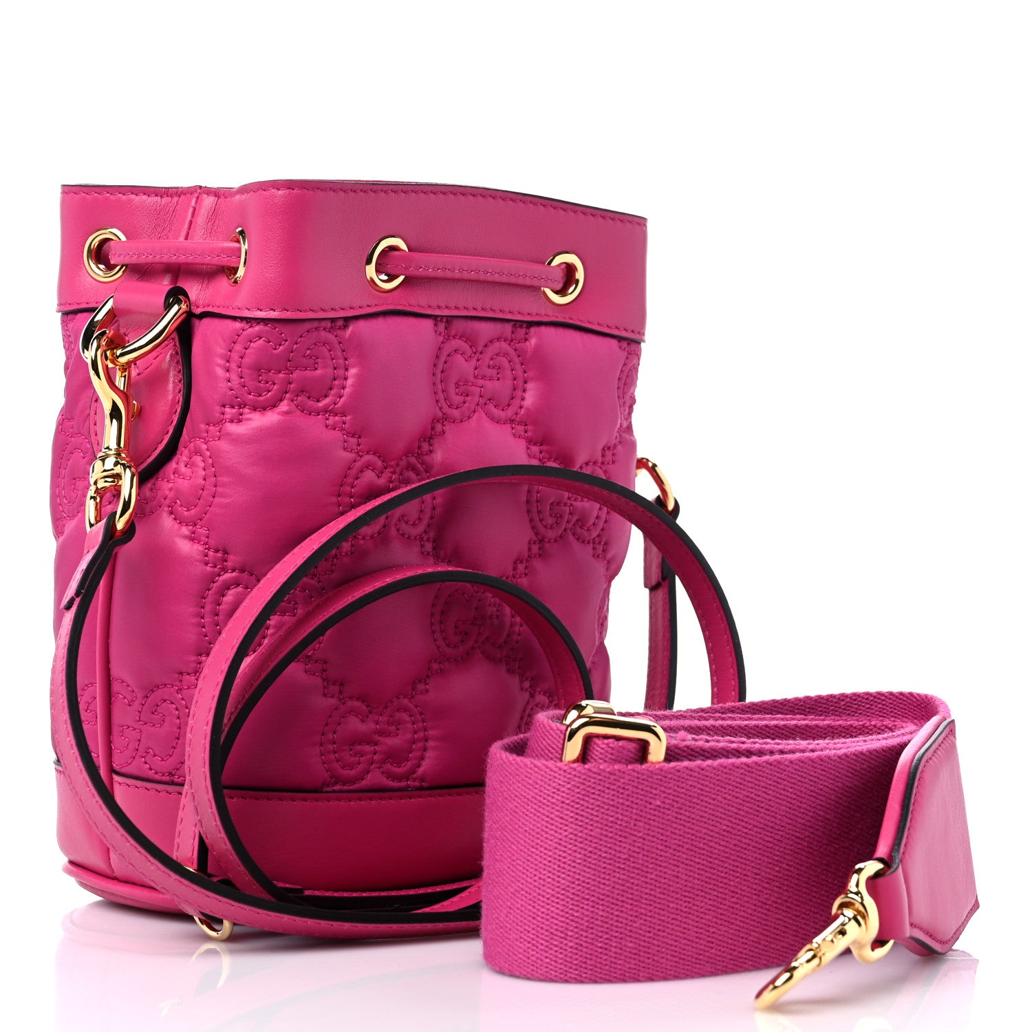 Gucci Nylon Calfskin Enamel GG Matelasse Bucket Bag Lovely 3 of 10