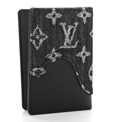 Louis Vuitton X NIGO Taurillon Monogram Denim Drip Pocket Organizer Black 3 of 6