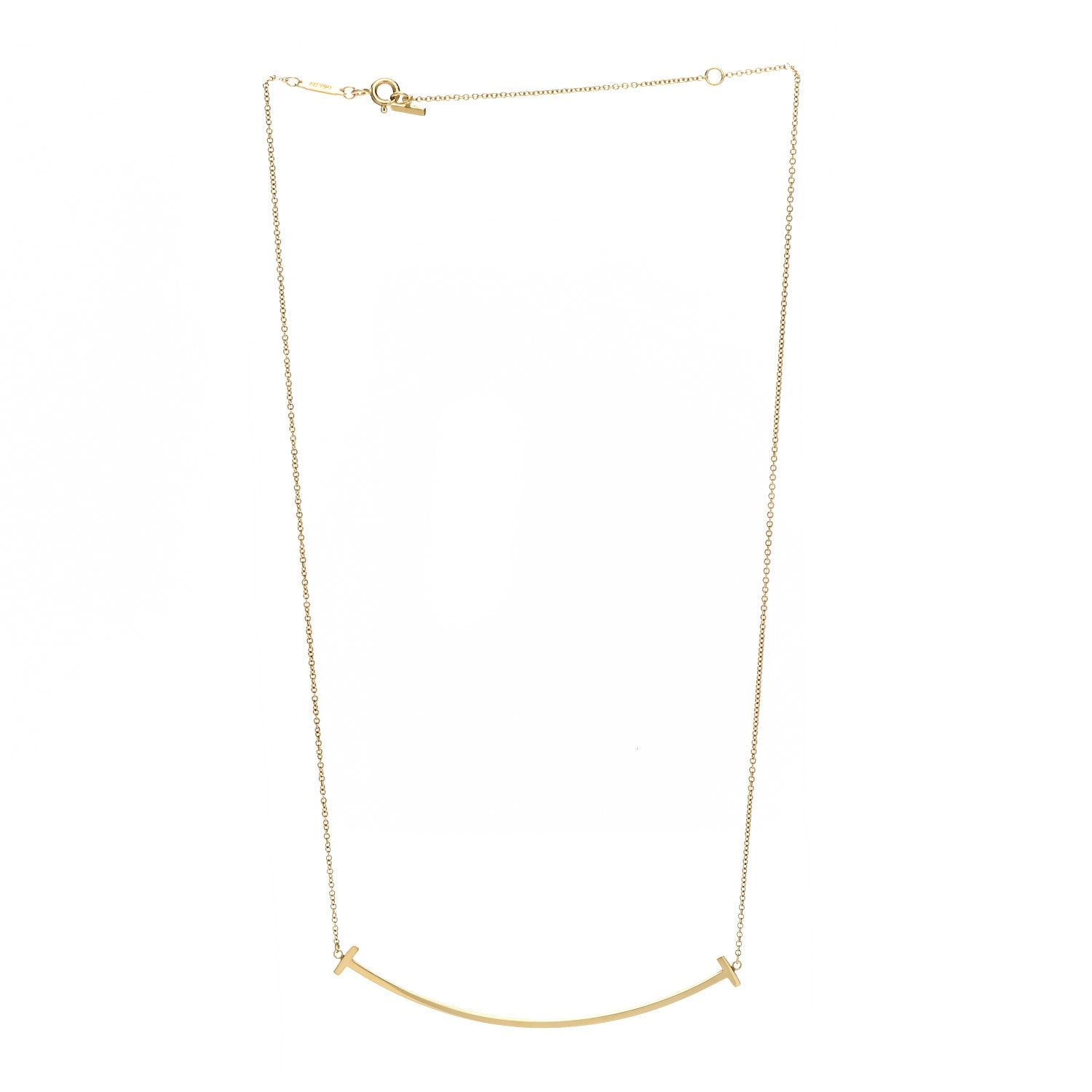 Tiffany 18K Yellow Gold Large T Smile Pendant Necklace 3 of 6