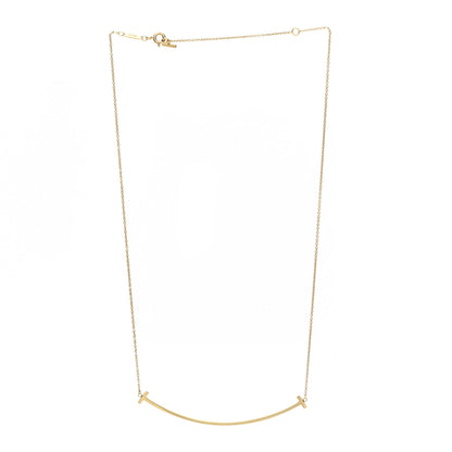 Tiffany 18K Yellow Gold Large T Smile Pendant Necklace 3 of 6