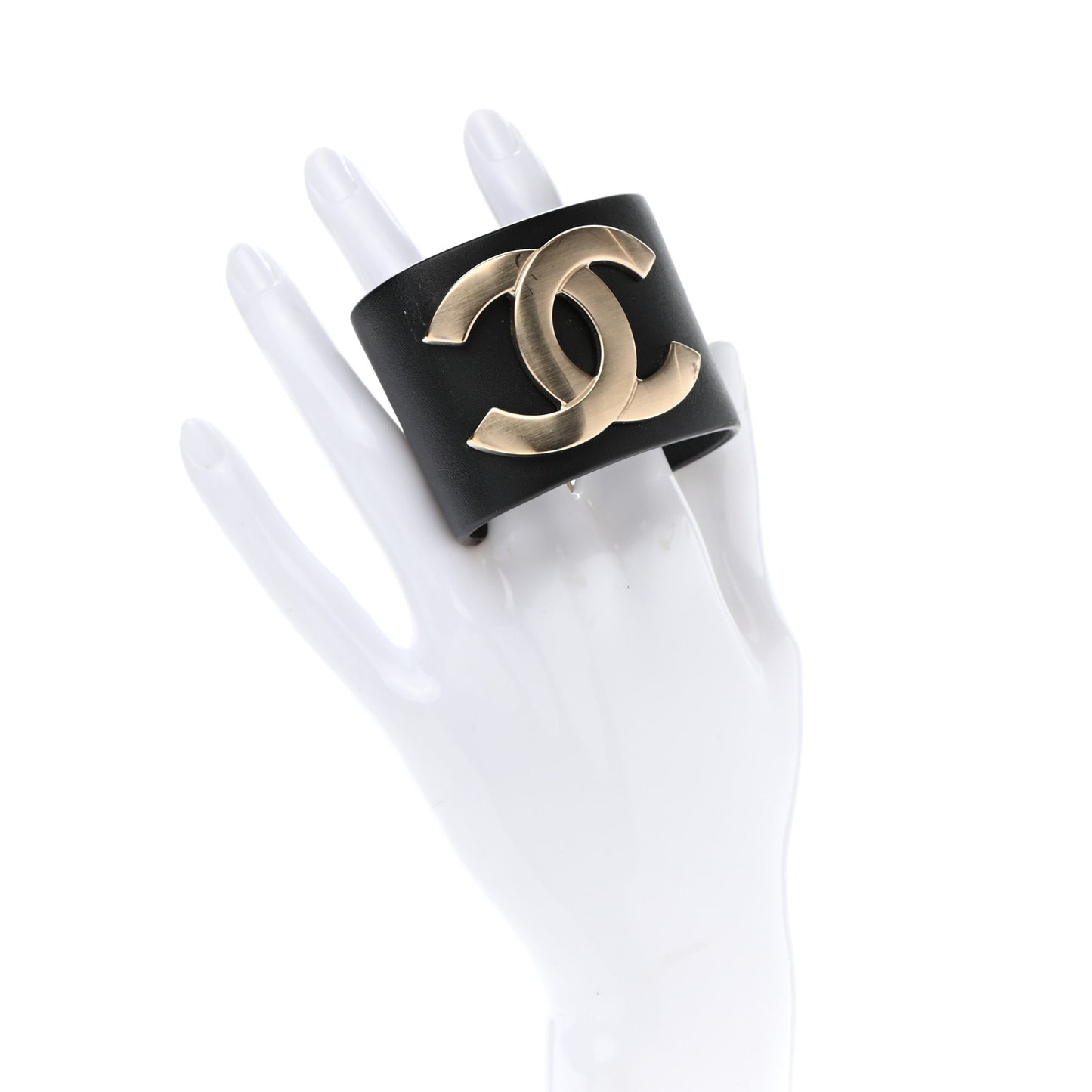 Calfskin CC Wide Cuff S Black Gold