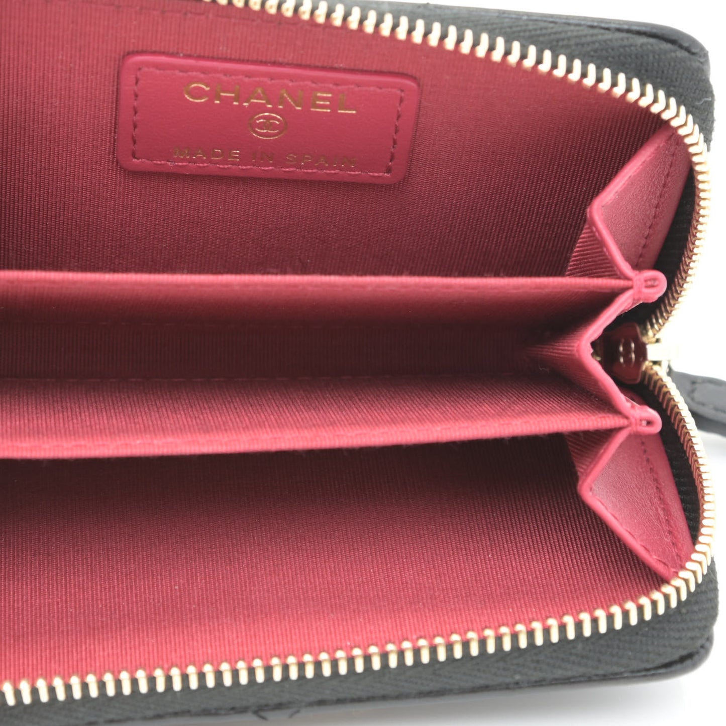 Lambskin Quilted Chanel 19 Zip Around Coin Purse Wallet Black