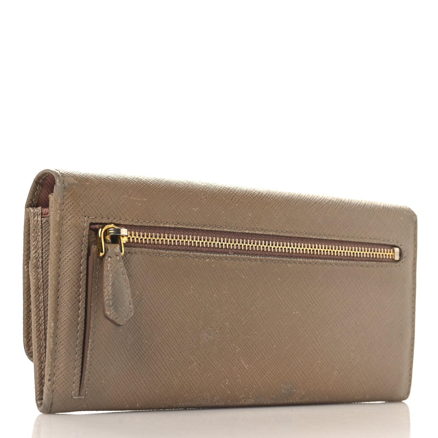 Prada Saffiano Bi-Color Metal Continental Flap Travel Wallet Cammeo Orchidea 4 of 11