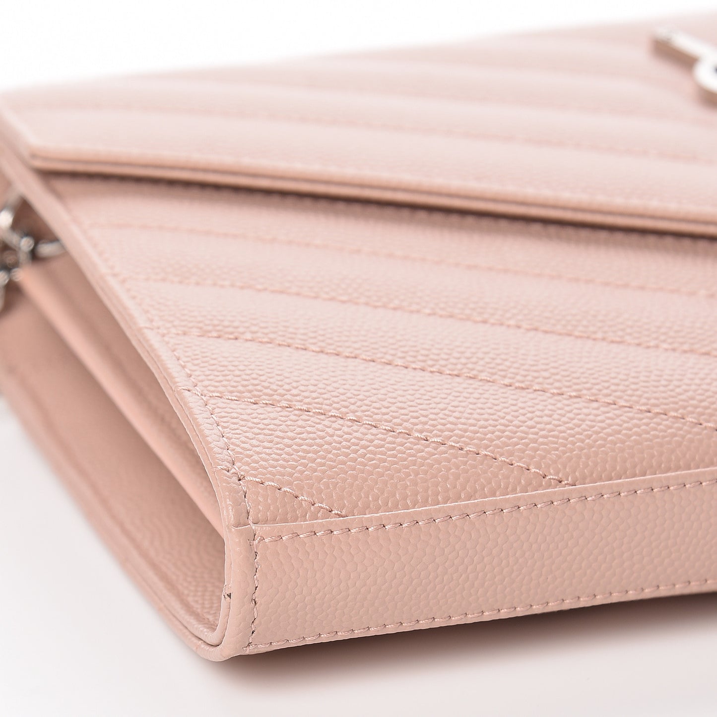 Grain De Poudre Matelasse Chevron Monogram Chain Wallet Pale Pink