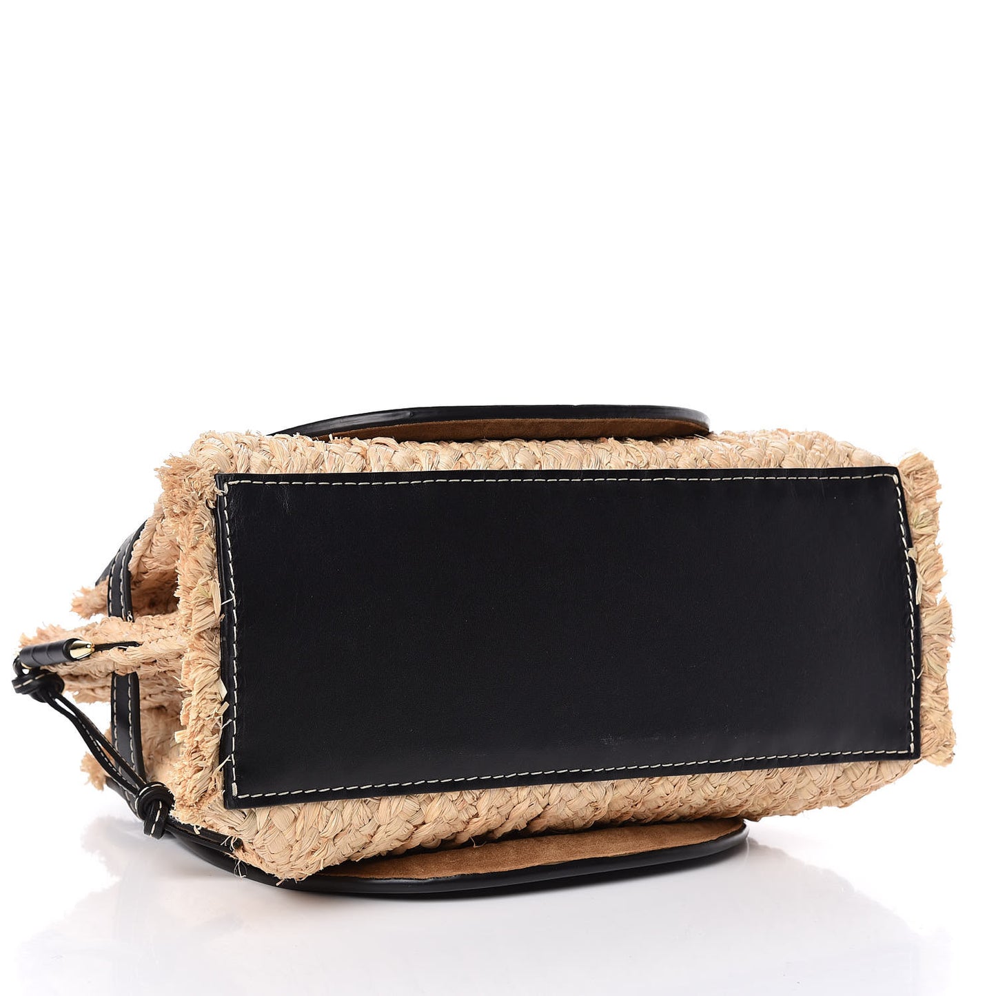 Calfskin Raffia Small Gate Tote Black