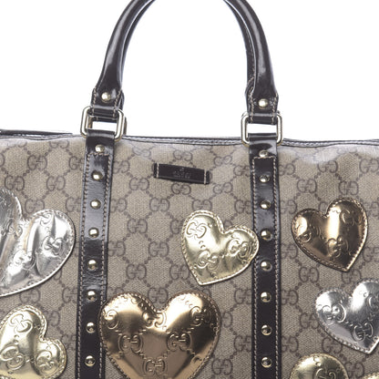 Gucci Monogram Guccissima Hearts Studded Medium Joy Boston Dark Brown 8 of 10