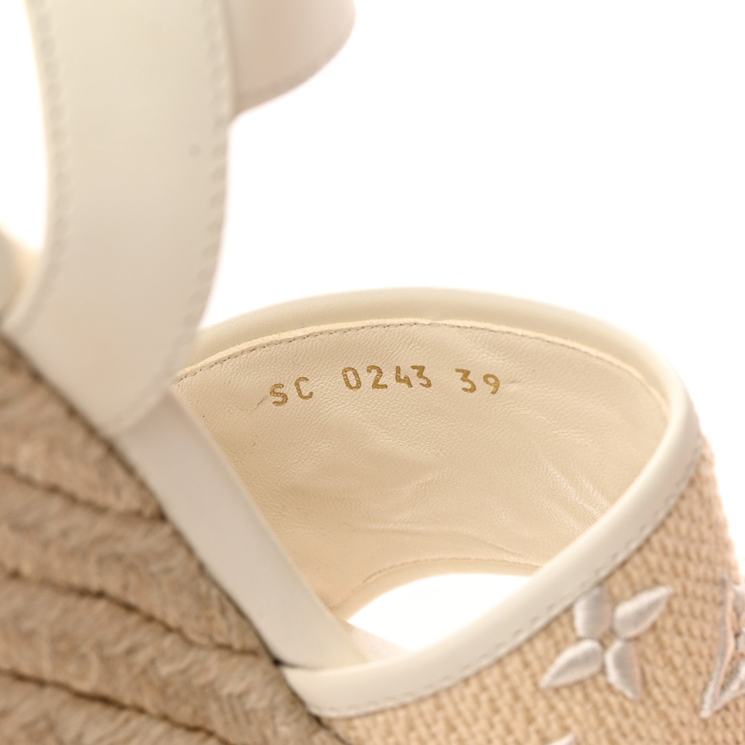 Louis Vuitton Cotton Monogram Embroidered Starboard Wedge Espadrilles 39 Beige White 8 of 13