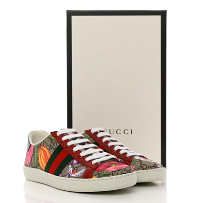 Gucci GG Supreme Monogram Flora Web Womens Ace Sneakers 35 Beige Multicolor Rosso 9 of 9