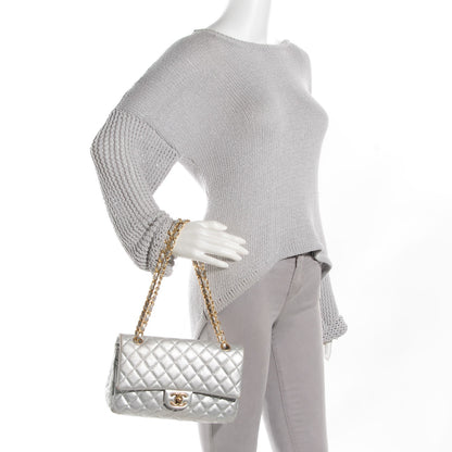 Chanel Lambskin Quilted Medium Double Flap Silver 2 of 8