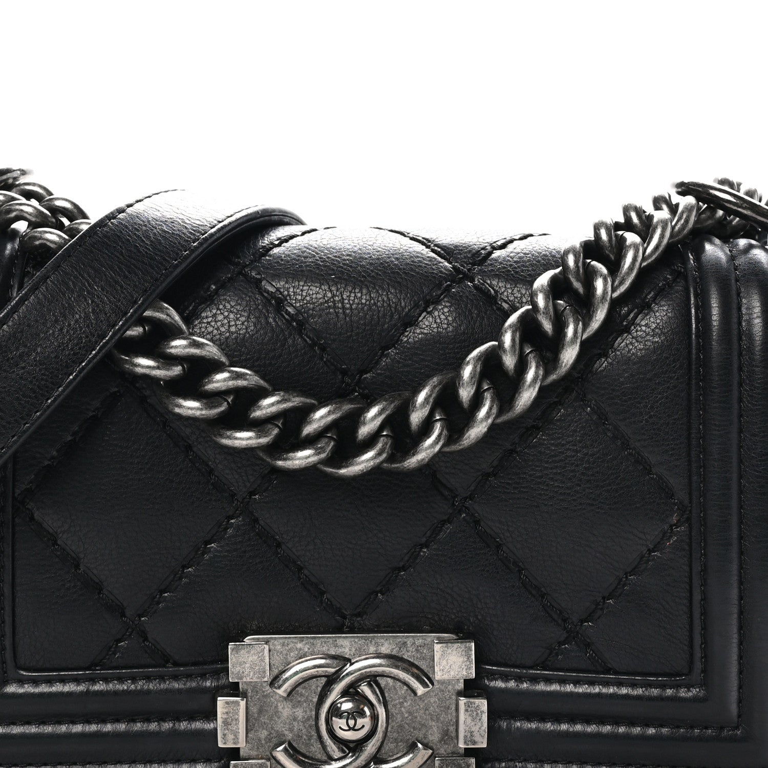 Chanel Calfskin Double Stitch Small Boy Flap Black 8 of 11