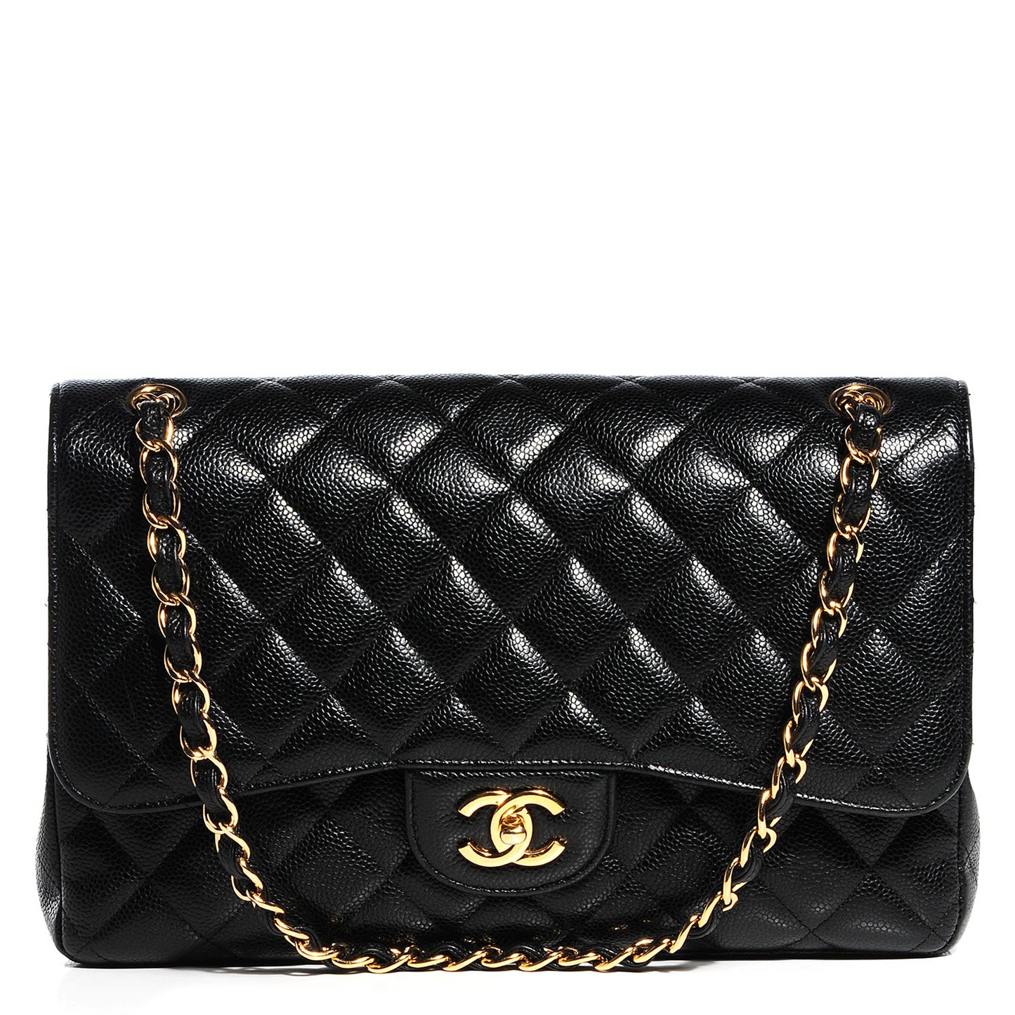 Caviar Quilted Jumbo Double Flap Black