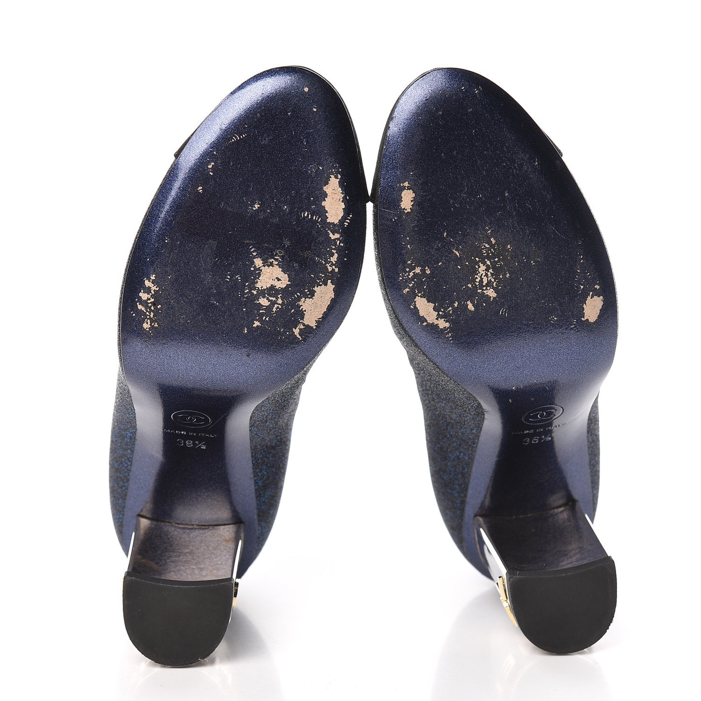 Glitter Grosgrain Cap Toe Logo Pumps 36.5 Blue