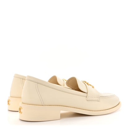 Chanel Calfskin Camellia CC Loafers 39.5 Ivory 5 of 11