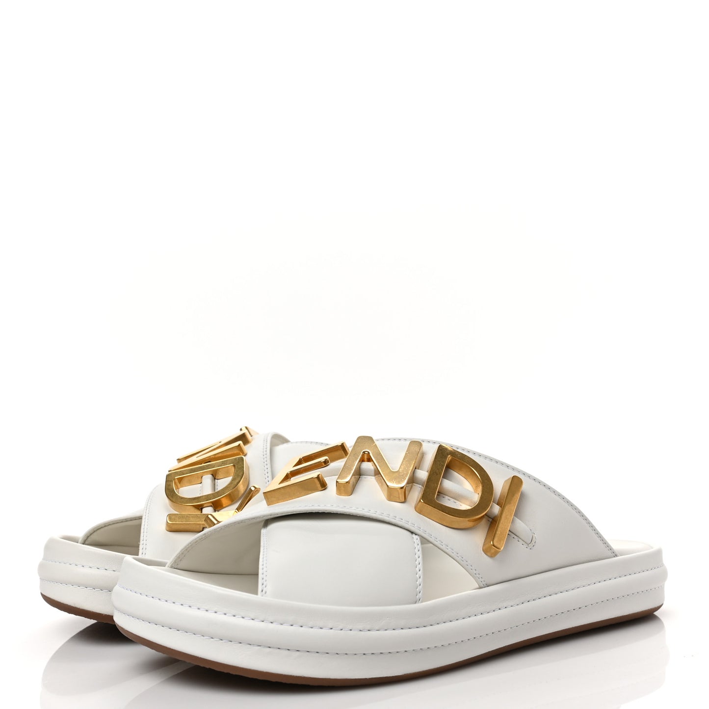 Vitello Womens Fendigraphy Slide Sandals 37 White Ice