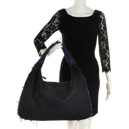 Bottega Veneta Nappa Silk Mini Ponza Devore Fuzzy Maxi Hobo Indigo 2 of 8