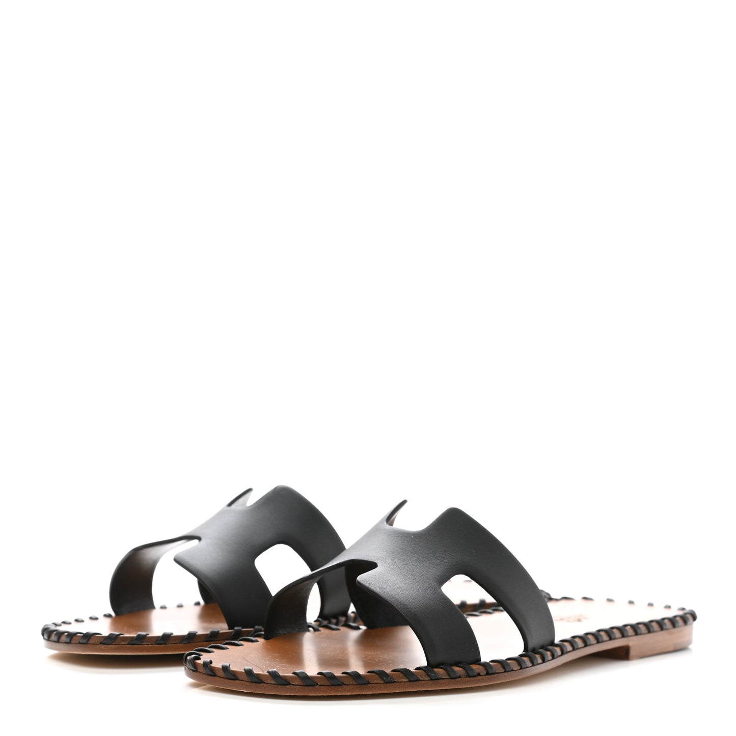 Box Calfskin Braided Oran Sandals 36 Black