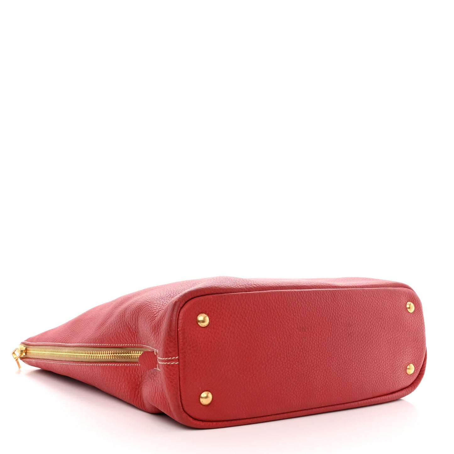 Vitello Daino Side Zip Shopper Tote Rosso