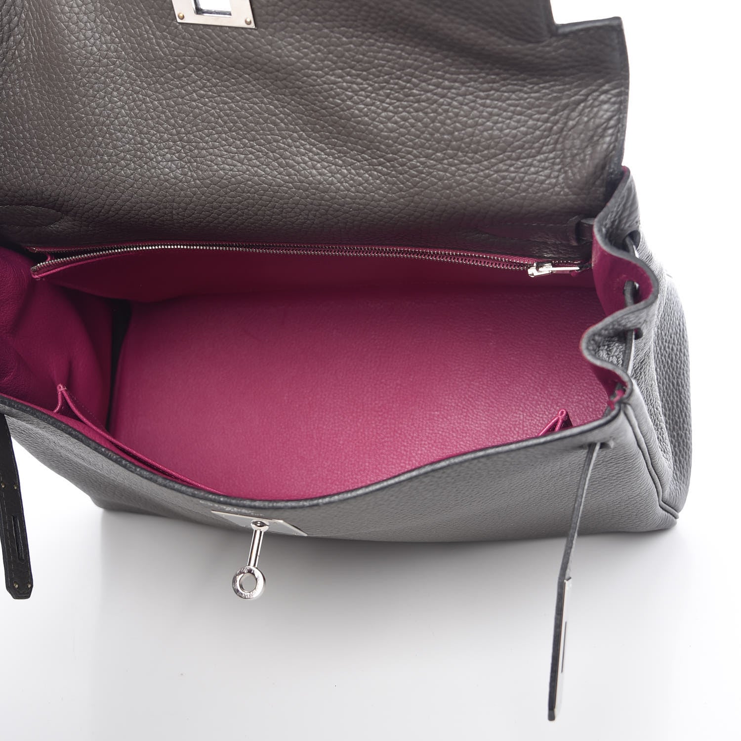 Hermes Taurillon Clemence Horseshoe Kelly Retourne 32 Graphite Tosca 9 of 41
