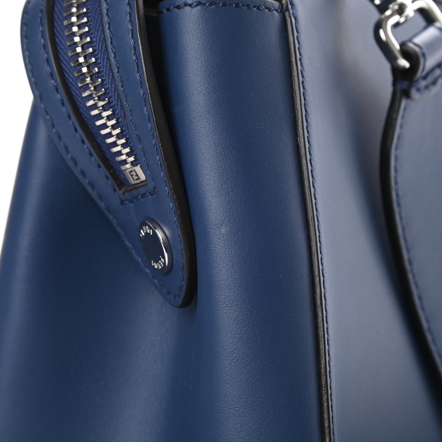 Fendi Vitello Baltico Dolce DotCom Satchel Blue Malachite 12 of 13