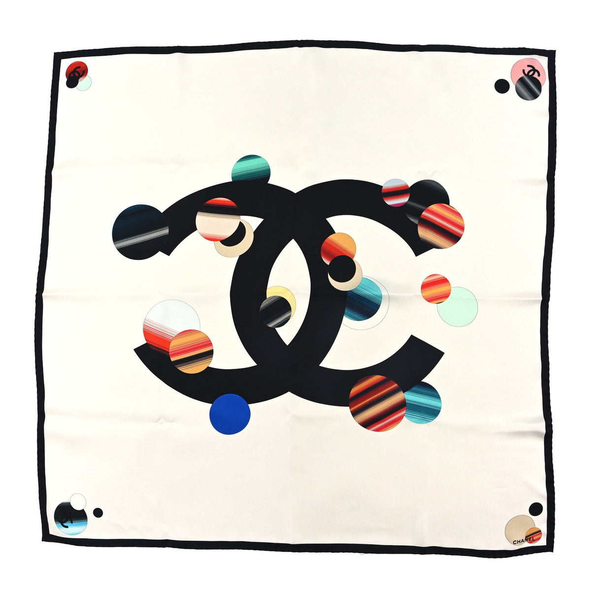 Silk CC Planet Scarf White Multicolor Black