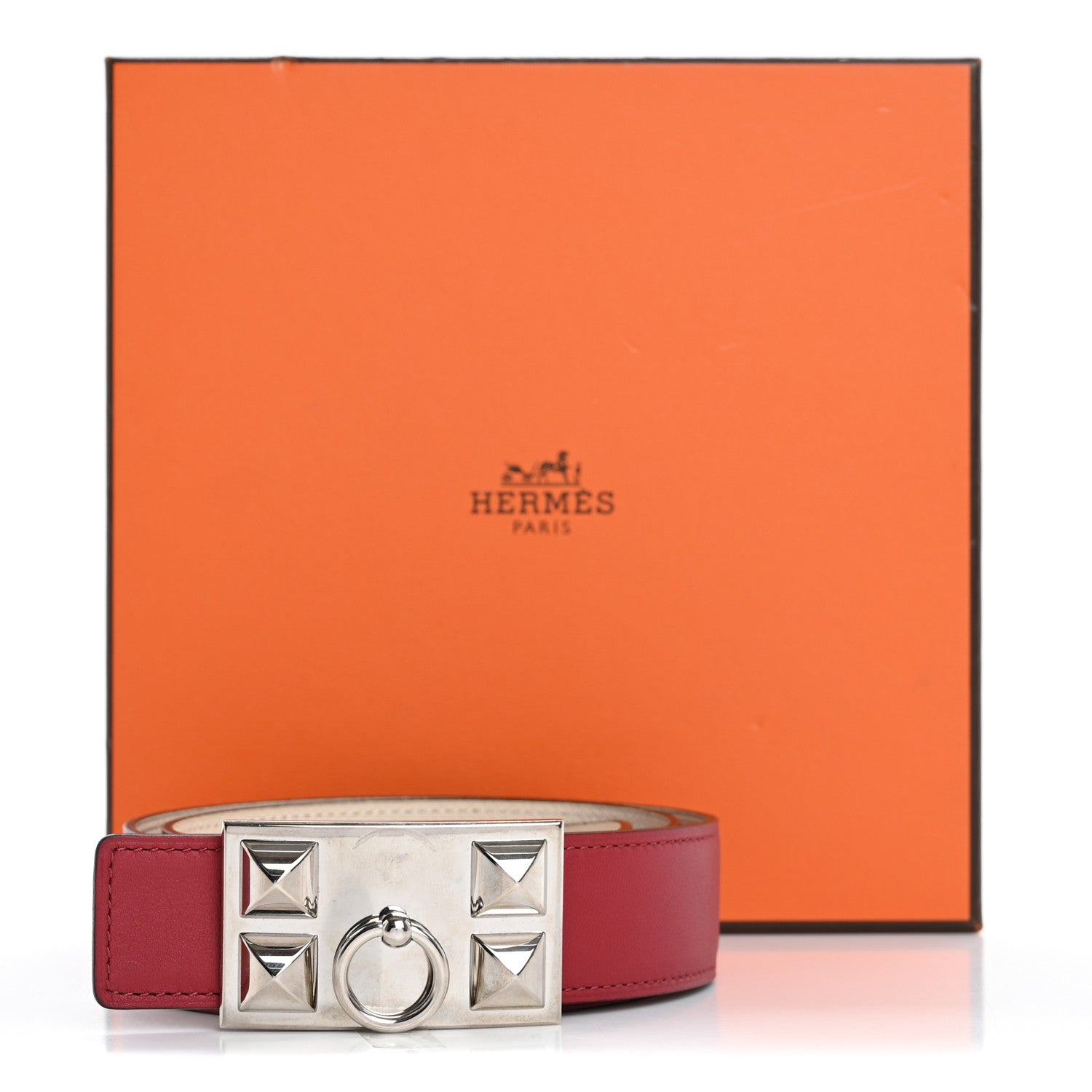 Hermes Epsom Swift 24mm Collier De Chien CDC Belt 75 30 Craie Rouge Grenat 8 of 8