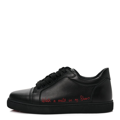 Christian Louboutin Calfskin Vieira Walk Flat Sneakers 38.5 Black 1 of 7
