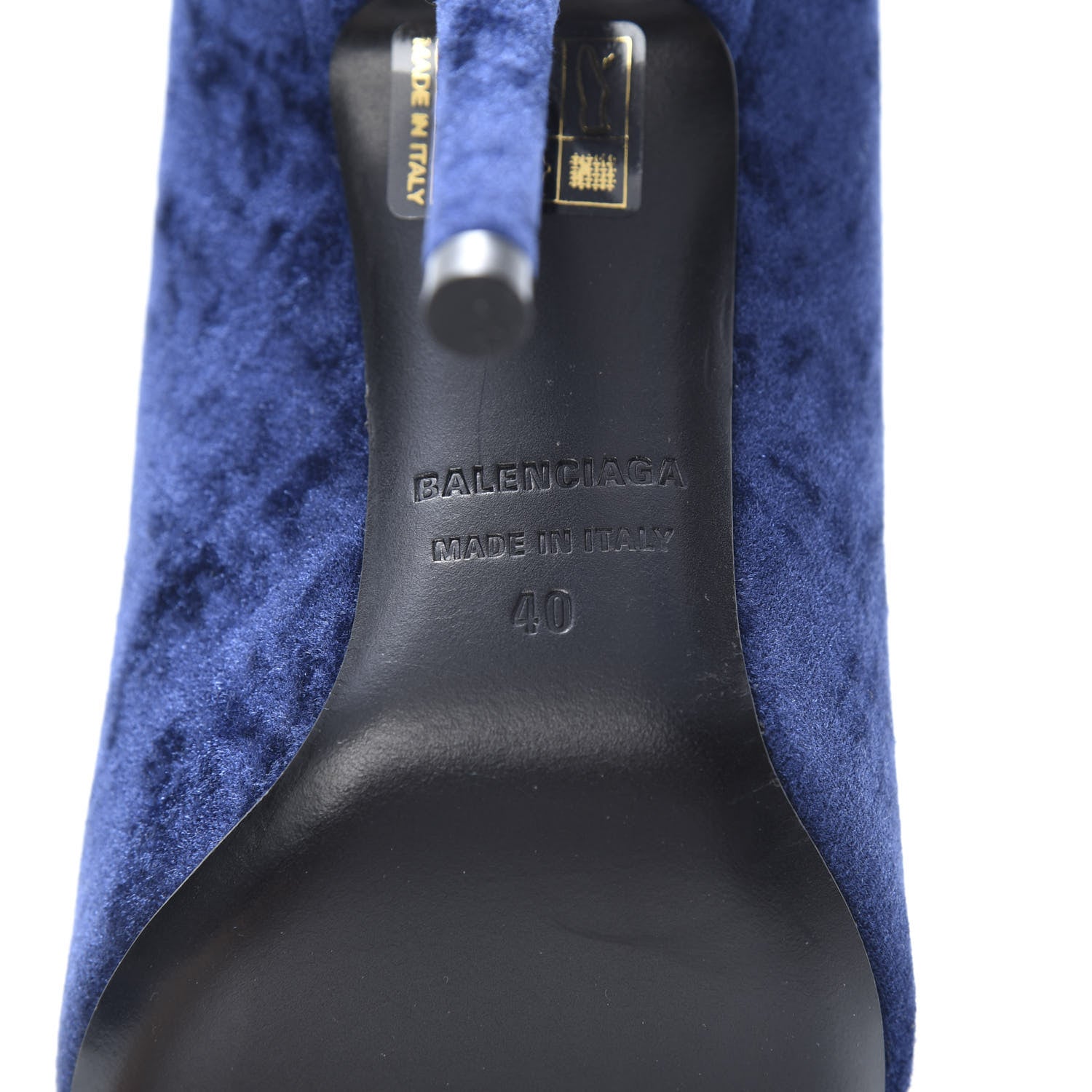 Balenciaga Velvet Spandex Extreme Pointed Toe Knife Ankle Boots 40 Blue 6 of 7