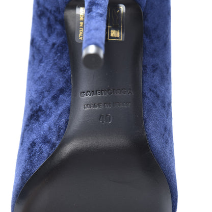 Balenciaga Velvet Spandex Extreme Pointed Toe Knife Ankle Boots 40 Blue 6 of 7