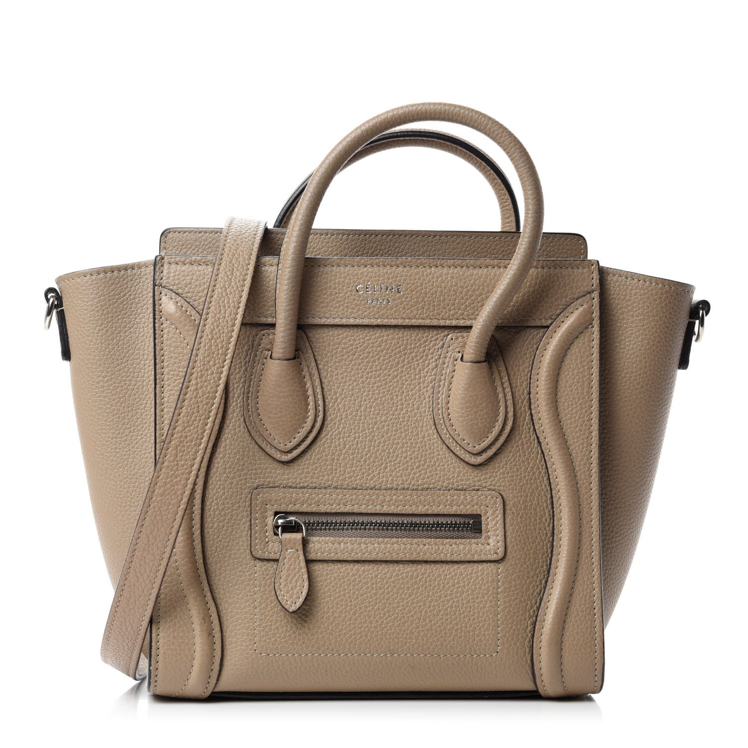 Celine Drummed Calfskin Nano Luggage Dune 1 of 9