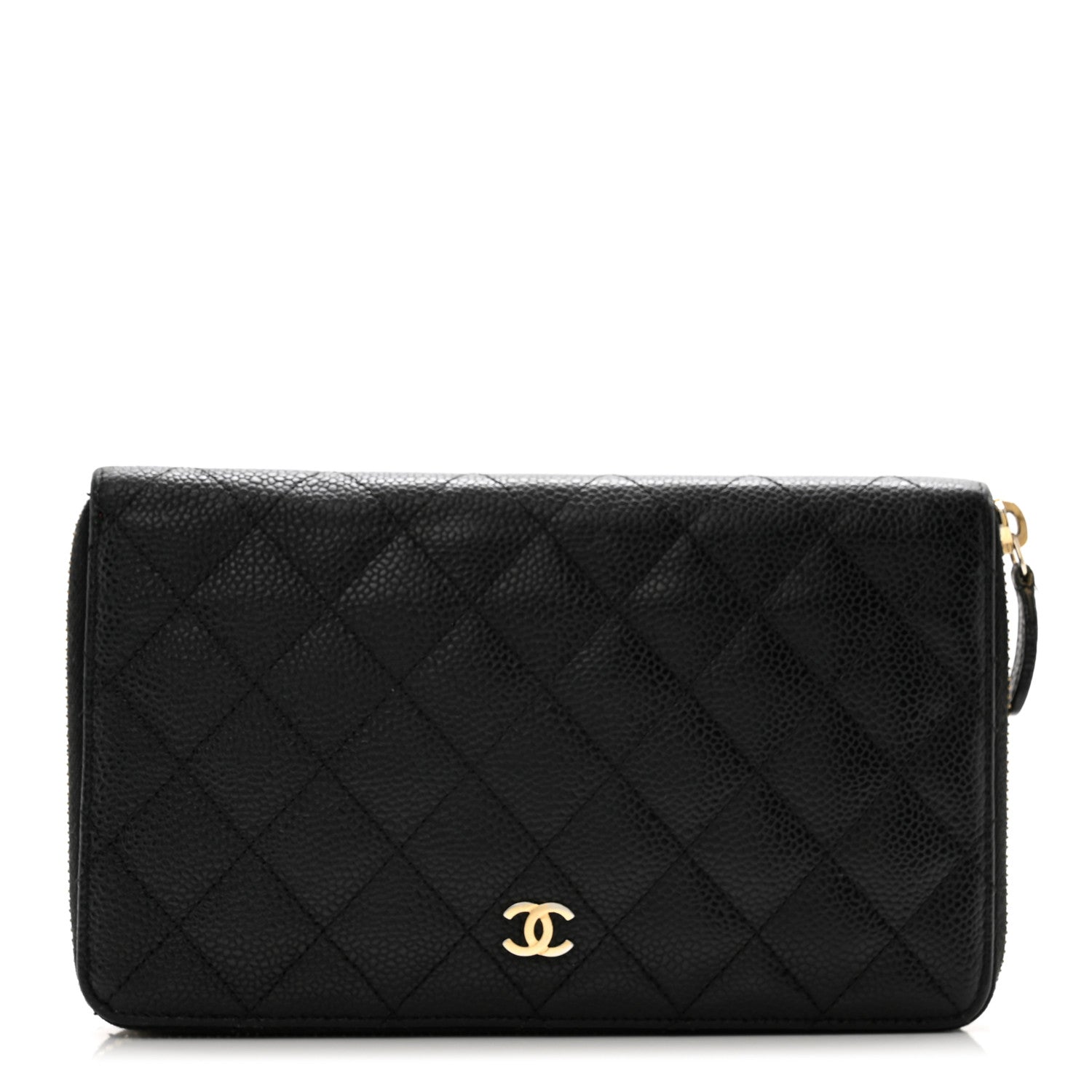 Chanel Caviar Quilted Large Zip Around Organizer Wallet Black 1 of 10