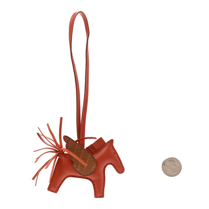 Hermes Milo Lambskin Matte Alligator Touch Grigri Rodeo Pegase Horse Bag Charm PM Capucine Gold 2 of 4