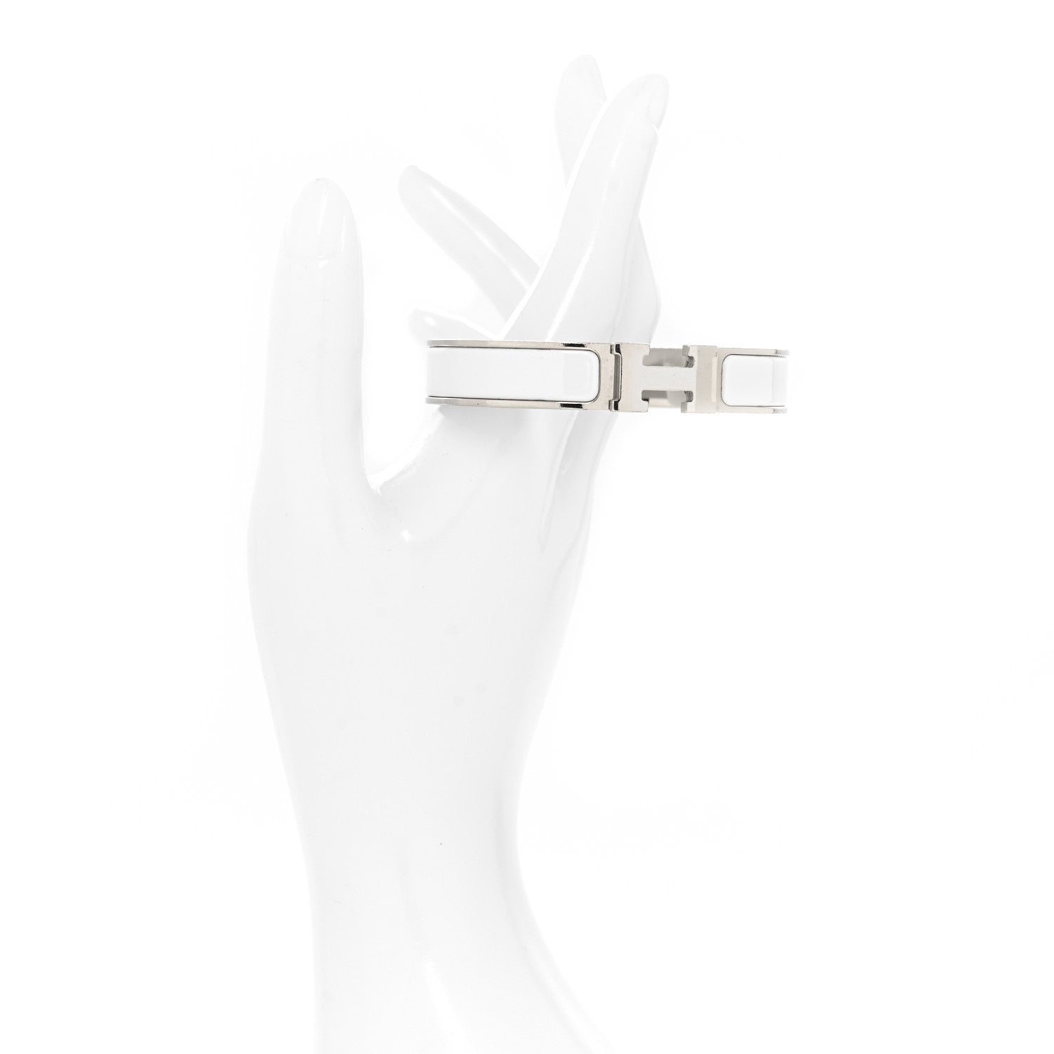 Hermes Enamel Narrow Clic Clac H Bracelet GM White 2 of 4