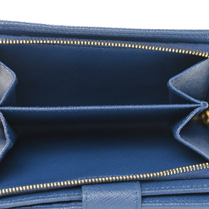 Prada Saffiano Metal Compact Wallet Cobalto 6 of 8