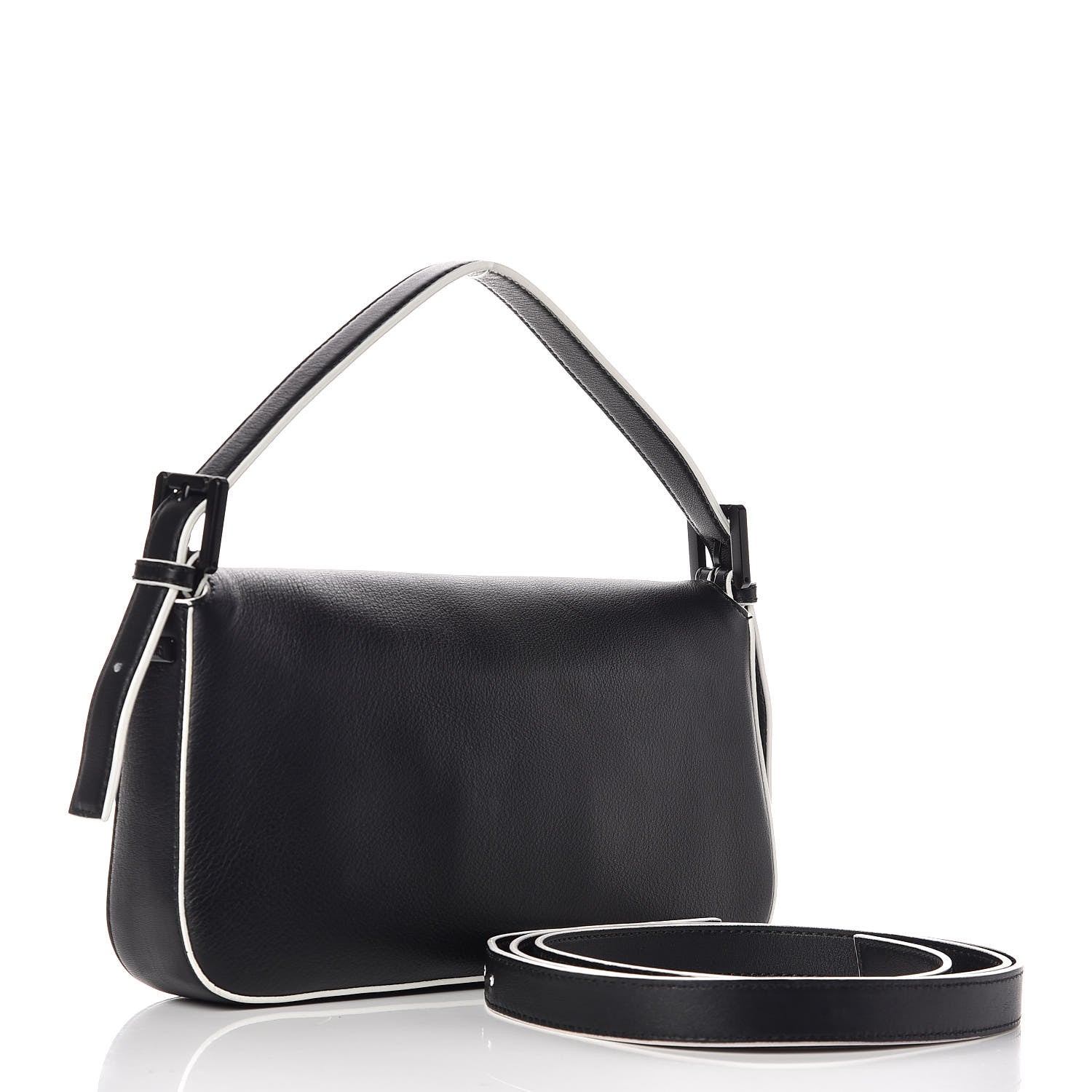 Fendi Vitello Dolce Elite Monster Eyes Bi-Color Baguette Black Yellow 1 of 7
