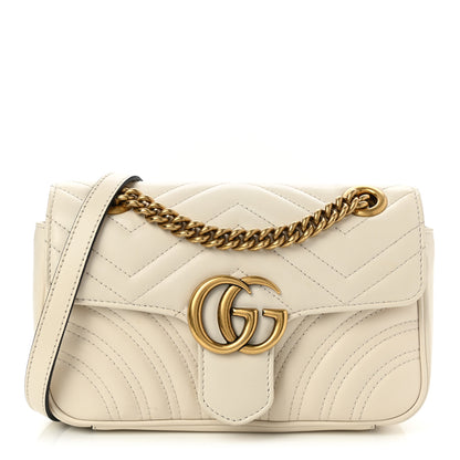 Gucci Calfskin Matelasse Mini GG Marmont Shoulder Bag White 1 of 13