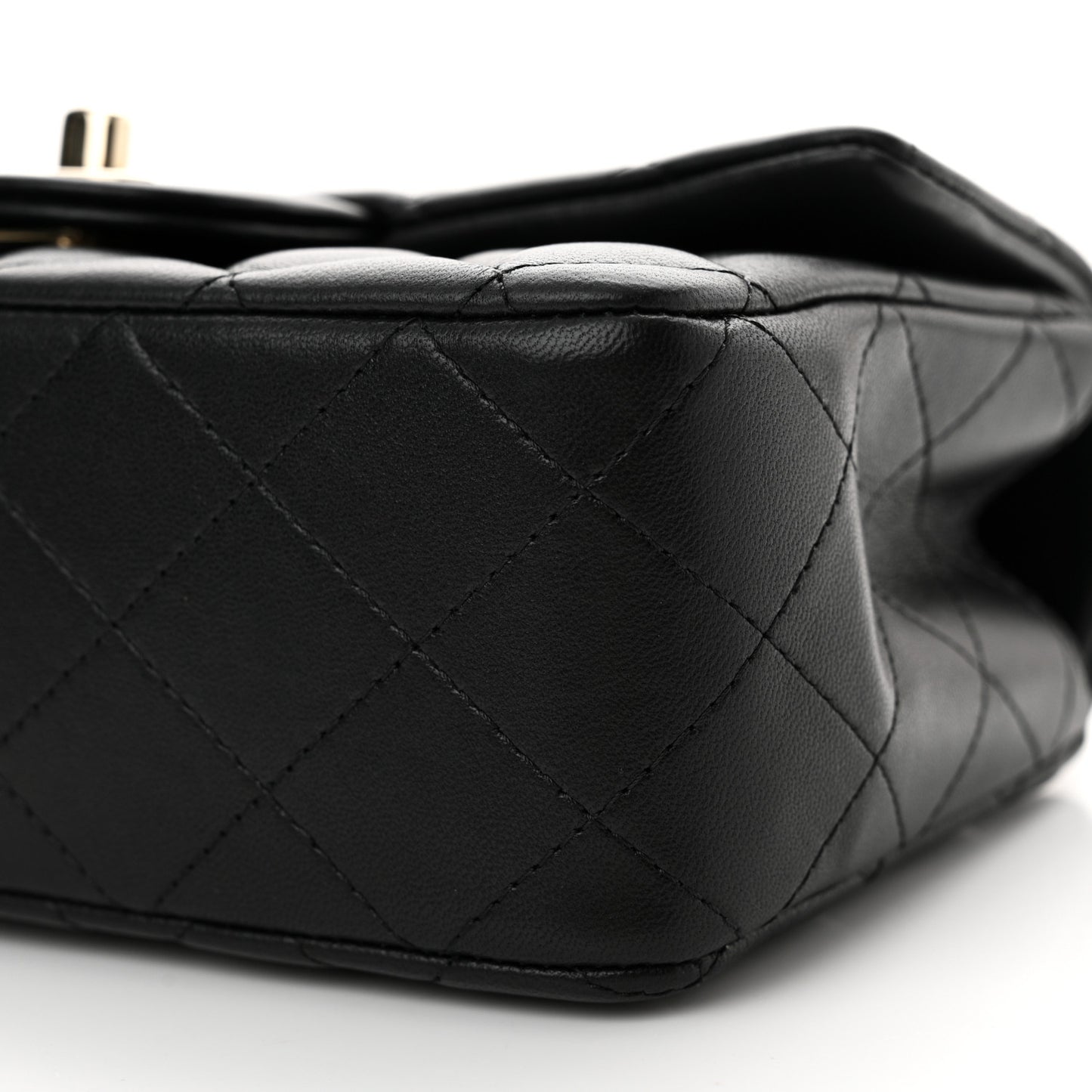 Lambskin Quilted Mini Top Handle Rectangular Flap Black