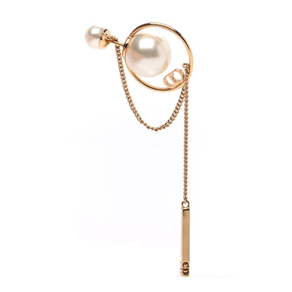 Christian Dior Pearl Tribales Dangle Chain Earrings Gold 3 of 4