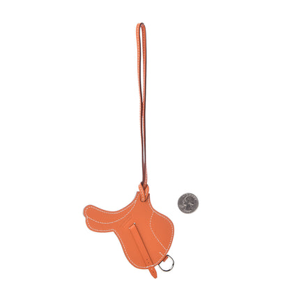 Hermes Swift Paddock Selle Horse Saddle Bag Charm Orange 2 of 3