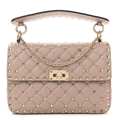 Valentino Garavani Lambskin Medium Rockstud Spike Shoulder Bag Poudre 1 of 9