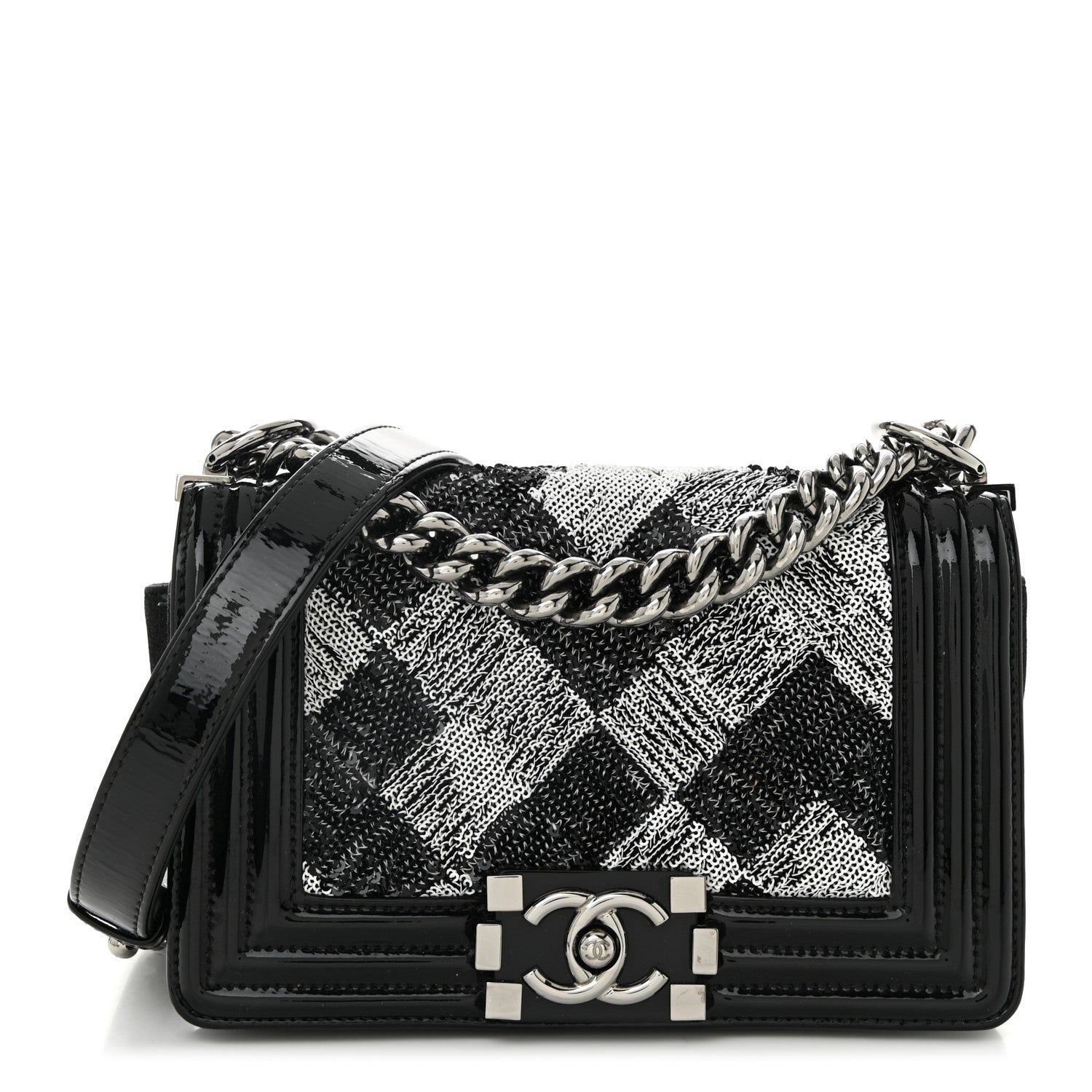 Chanel Patent Iridescent Calfskin Sequin Medium Boy Flap Bag Black 1 of 11