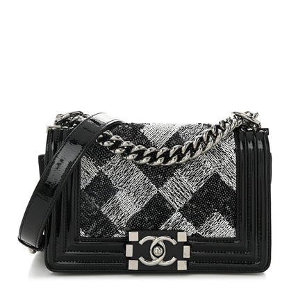 Chanel Patent Iridescent Calfskin Sequin Medium Boy Flap Bag Black 1 of 11