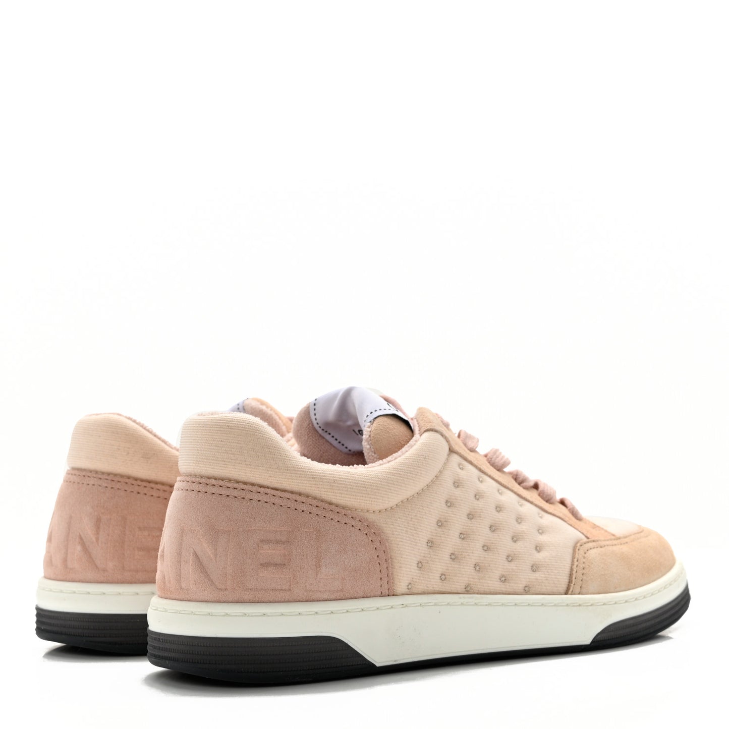 Fabric Suede Calfskin Logo Sneakers 36 Beige Pink