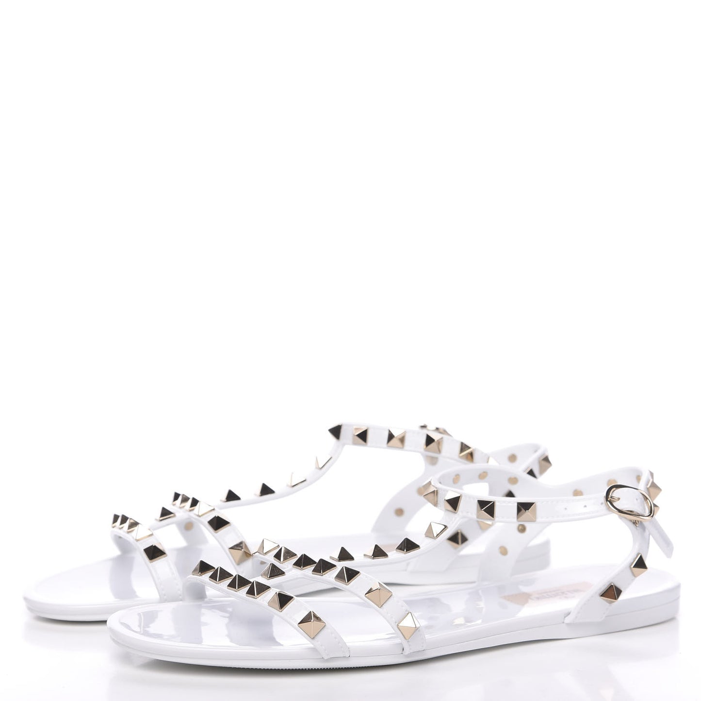 PVC Jelly Rockstud Caged Sandals 38 Optic White