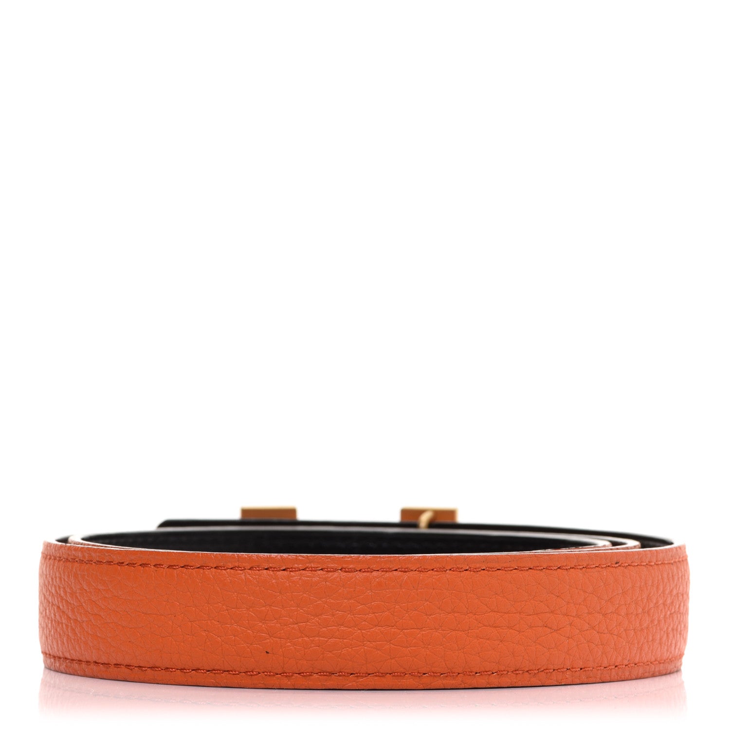 Hermes Box Taurillon Clemence 24mm Constance Belt 80 Orange Black 2 of 7