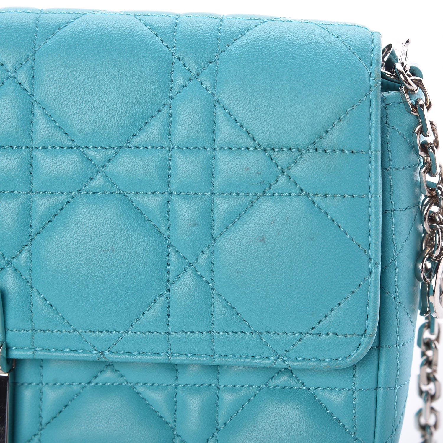 Christian Dior Lambskin Cannage Miss Dior Promenade Pouch Turquoise 15 of 15